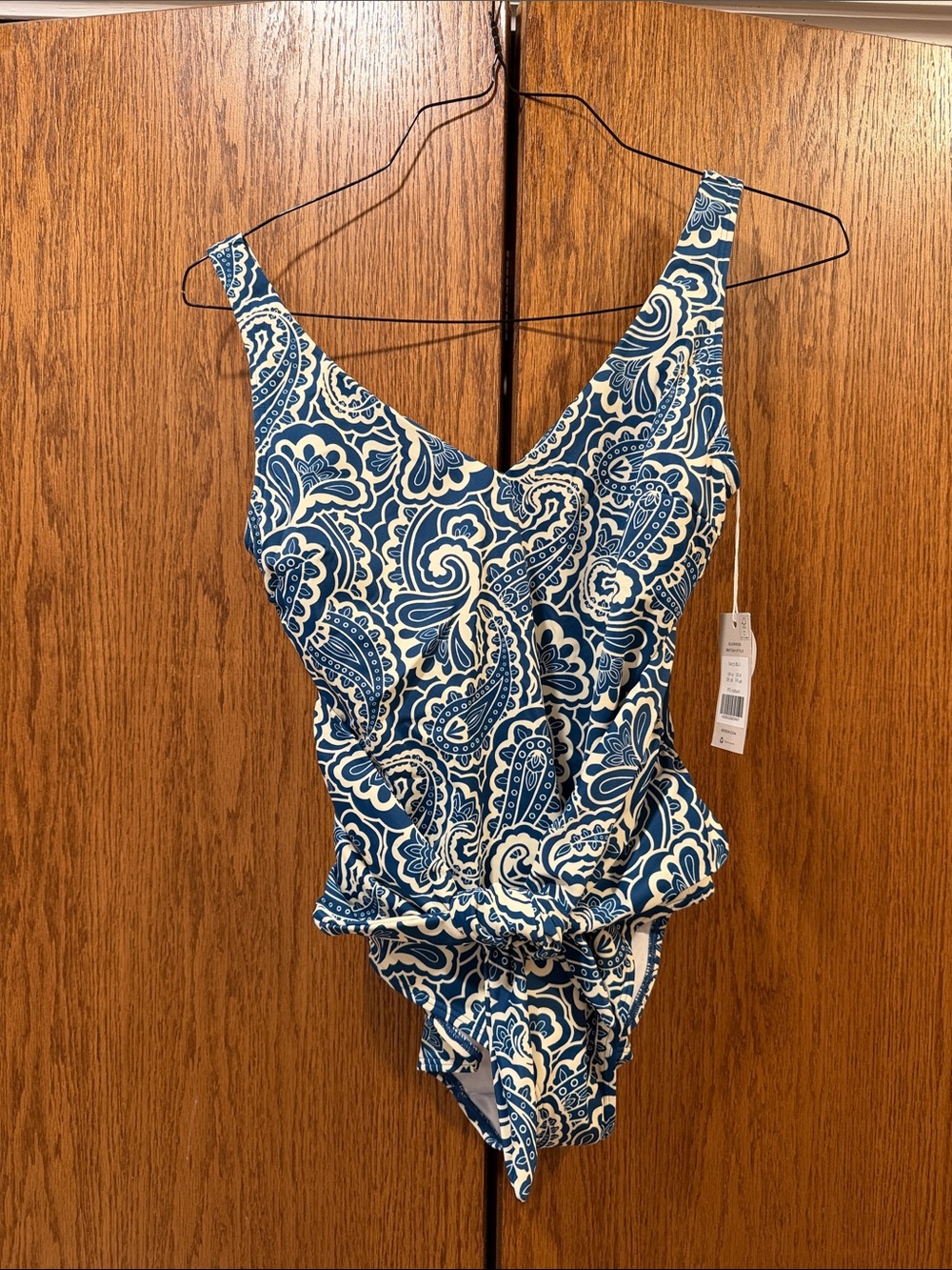 BODEN Blue and White Paisley One-Piece Swimsuit NWT size 8